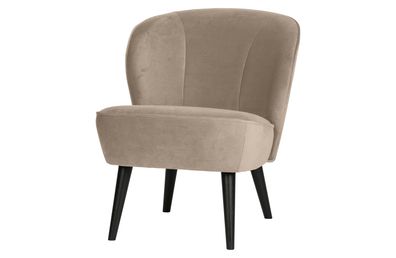 Sessel Sara aus Samt, elegantes Design, hellbraun, bequem gepolstert für Dein Wohnzim