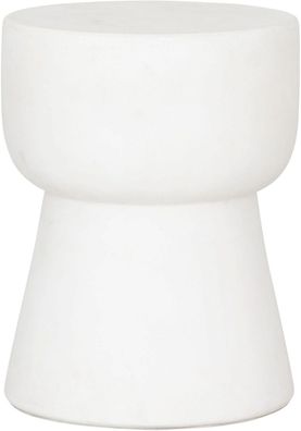 Hocker Motto aus Faserzement, rundes Design, modern, weiß, Ø 35 cm, robust und vielse