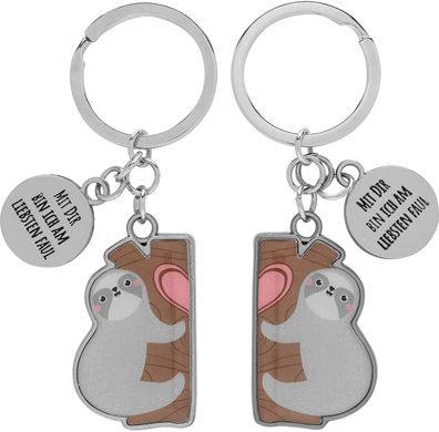 Sheepworld 47331 - Taschen- 2 Schlüsselanhänger Faultier Mit Dir bin ich am lieb