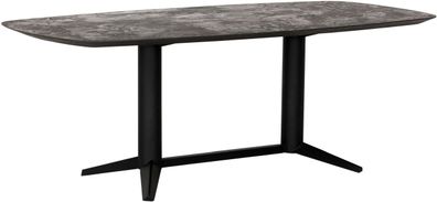 Esstisch Soho aus recyceltem Teakholz, modern massiv, rechteckig, Schwarz, für 6-8 Pe