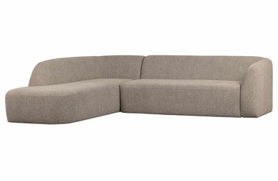 Ecksofa Sloping aus Chenille-Stoff, modern und gepolstert, links, hellbraun, komforta