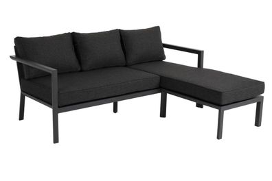 Gartenecksofa Delia von Brafab aus Aluminium und Olefin-Stoff, modern, anthrazit, ink