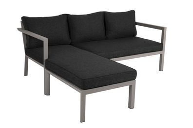 Gartenecksofa Delia mit Kissen aus Aluminium und Olefin-Stoff, modern, beige, für 2?3