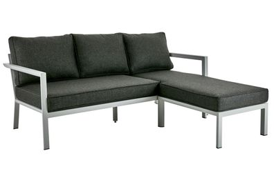 Gartenecksofa Delia mit Kissen aus Aluminium und Olefin-Stoff, skandinavischer Stil,