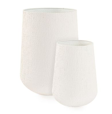 Outdoor-Vase Ranek 2er-Set aus Metall, modern handgefertigt, hoch, weiß, für Außenber