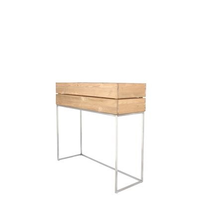 Pflanzenbehälter Mini Garden aus recyceltem Teak, modern, natur, für Outdoor, 100x34x