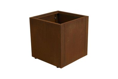 Blumentopf Kummin aus Cortenstahl, modern mit Entwässerungsloch, rostbraun, 40x40 cm