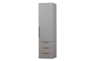 Kleiderschrank Rens aus Holz, modernes Design, Hellgrau, 1 Tür, 3 Schubladen, FSC-zer
