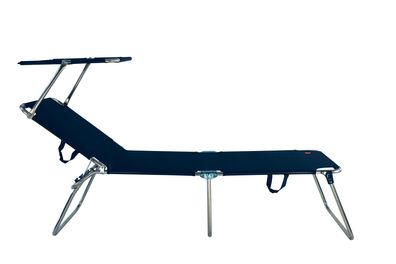Gartenliege Amigo 40+ von Fiam aus Aluminium, modern, mit Sonnenblende, dunkelblau, 3