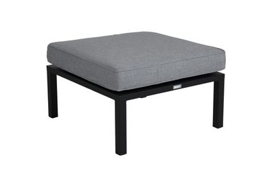 Gartenhocker Belfort mit Kissen aus Aluminium, modern, schwarz-grau, wetterfest und k