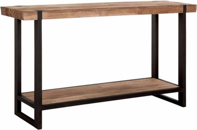 Konsole Beam aus Teakholz, Industrial Design, naturfarben und schwarz, Metallgestell,