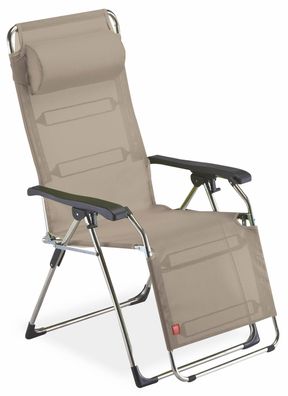 Gartenliege Amida aus Aluminium, modern und wetterfest, mit Nackenrolle, Taupe