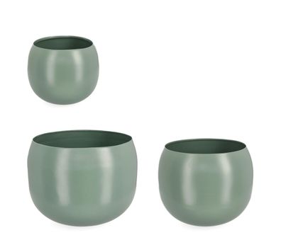 Outdoor-Vase Areyka 3er-Set aus Metall, modern, salbeigrün, für Garten und Balkon