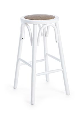 Barhocker Elcira aus Ulmenholz, klassischer Landhausstil, Rattansitz, weiß, für Dein