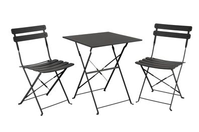 Garten-Set Ponte aus Aluminium, klassischer Stil, schwarz, klappbar für 2 Personen