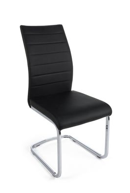 Stuhl Rayma 4er-Set, Kunstleder gepolstert, klassisch, Schwarz, Freischwinger-Gestell