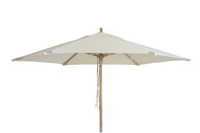 Sonnenschirm Reggio aus Buchenholz und Polyester, modern skandinavisch, Weiß Ø 300 cm