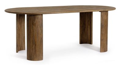 Esstisch Dolan aus Mangoholz, modern ovales Design, braun, für 6?8 Personen, 210x100