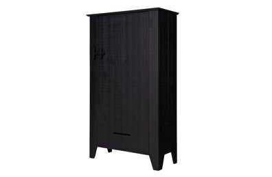 Bauernschrank Gijs aus Kiefernholz, klassischer Landhausstil, schwarz lackiert, mit E