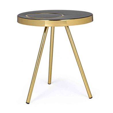 Beistelltisch Resake aus Metall, modernes Design, rund, Schwarz, Ø 40 cm, 3 Beine