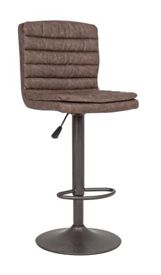 Barhocker Ronno 2er-Set aus Kunstleder, klassisch höhenverstellbar, Braun, gepolstert