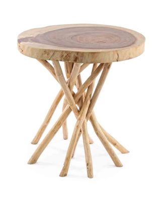 Couchtisch Dadsoli aus Suarholz, rundes Design, natürliches Finish, 56 cm Durchmesser