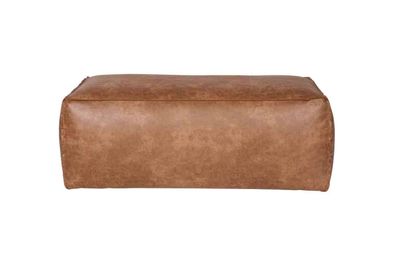 Pouf Rodeo Lederoptik, rechteckig gepolstert, moderner Stil, Cognac, komfortabel für