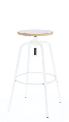 Barhocker Paris Metall und Multiplex, modern und höhenverstellbar, Weiß, robust und p