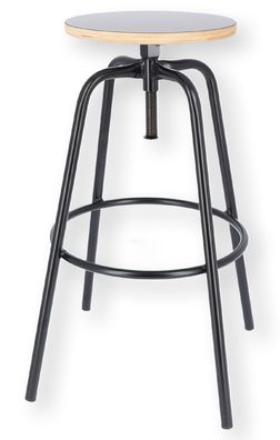 Barhocker Paris Metall und Multiplex, modern höhenverstellbar, schwarz, robust und pf