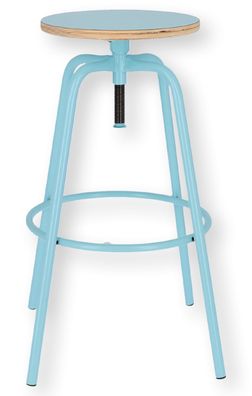 Barhocker Paris Metall und Holz, modern höhenverstellbar, türkis, robust und pflegele