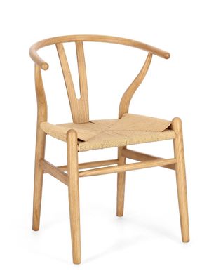 Esszimmerstuhl Satares aus Ulmenholz, klassischer Landhausstil, naturfarben, ungepols