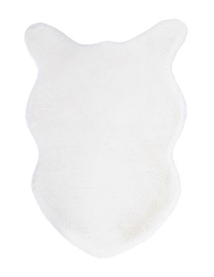 Teppich Nylathak aus Polyester, modernes Design, organische Form, Weiß, pflegeleicht