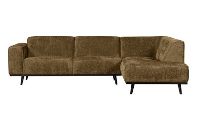 Ecksofa Statement aus Struktursamt, modern und bequem, rechts, Brass Braun, für 4?5 P