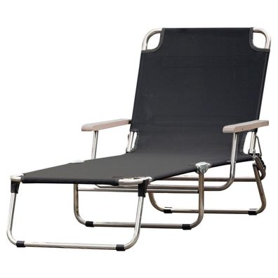 Gartenliege Amigo 40+ von Fiam aus Aluminium mit Armlehne, modern, schwarz, 3-fach ve
