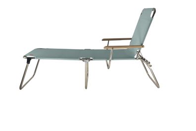 Gartenliege Amigo 40+ von Fiam aus Aluminium mit Armlehne, modern, salbeigrün, 3-fach