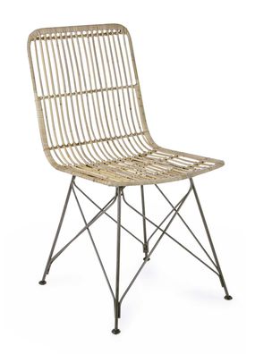 Stuhl Alicul Kubu, Kabu-Geflecht und Metall, modern skandinavisch, natur, stabiles 4