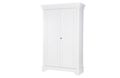 Schrank Isabel aus Kiefernholz, klassischer Landhausstil, weiß lackiert, mit abschlie