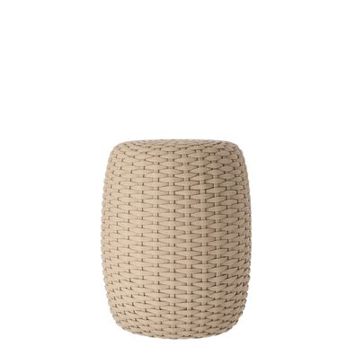Hocker Moon aus robustem Kunststoff, modern und pflegeleicht, Taupe, Ø 40 cm, schnell