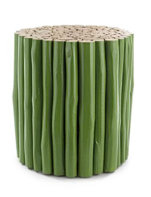 Beistelltisch Epulga aus Teakholz, rundes Massivdesign, grün, Ø 38 cm, Indoor