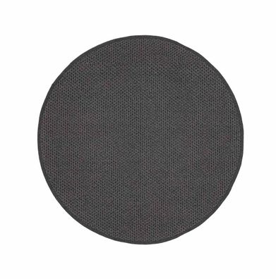 Outdoor-Teppich Yadina rund aus Kunststoff, modern, dunkelgrau, Ø 150 cm, pflegeleich