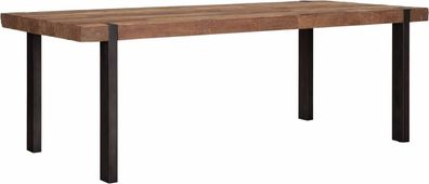 Esstisch Beam aus massivem Teakholz, Industrial Design, natur, 225 cm, Metallgestell