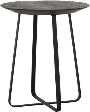 Couchtisch Neptunes Teakholz, modern und industriell, rund, schwarz, Ø 40 cm, für Dei