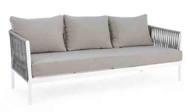 Gartensofa Aicenori aus Aluminium und Olefin, modern gepolstert, weiß, inkl. Kissen