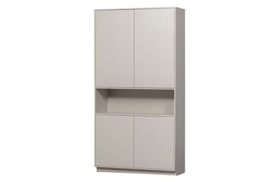 Schrank Finca aus Kiefernholz, modernes Design mit Push-to-Open, hellgrau, FSC-zertif