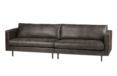 Sofa Rodeo Classic 3 Sitzer Lederoptik, modern klassisch, Schwarz, bequem gepolstert