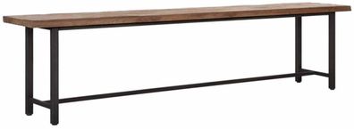 Sitzbank Beam aus recyceltem Teakholz, Industrial Design, naturfarben, Metallgestell
