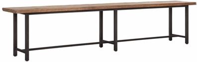 Sitzbank Beam aus recyceltem Teak und Metall, Industrial Design, naturfarben, 215 cm,