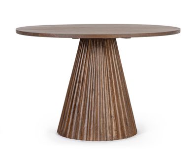 Esstisch Saris aus Mangoholz, rundes Design, modern, braun, für 4?6 Personen