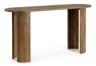 Konsole Dolan aus Mangoholz, modernes Design, Braun, natürliche Maserung, 147x45x76 c