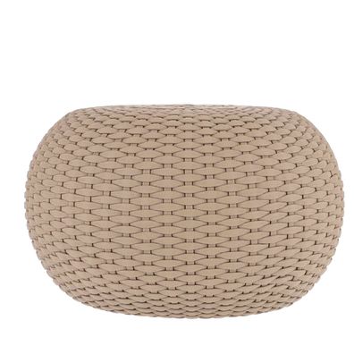 Hocker Moon aus robustem Kunststoff, modern, taupe, Ø 60 cm, pflegeleicht und langleb